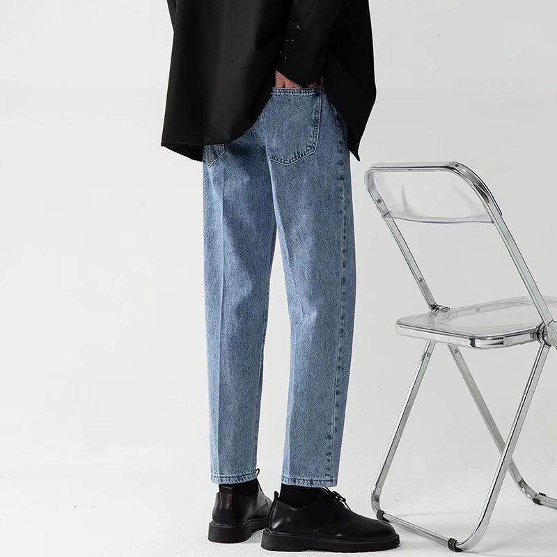 Quần Jean Dài Dáng Rộng Mỏng Màu Trơn Thời Trang Thu Đông Hàn Quốc Đơn Giản Chất Lượng Cao Cho Nam