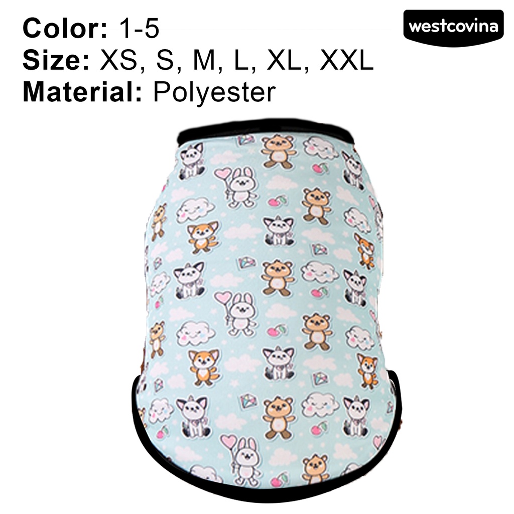 [COD]♞Áo Thun Không Tay Hai Lớp Bằng Polyester In Họa Tiết Hoạt Hình Dễ Thương Dành Cho Cún Cưng