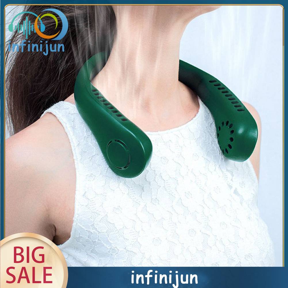 Quạt Đeo Cổ Không Cánh Sạc USB Mini Yên Tĩnh Dùng Ngoài Trời