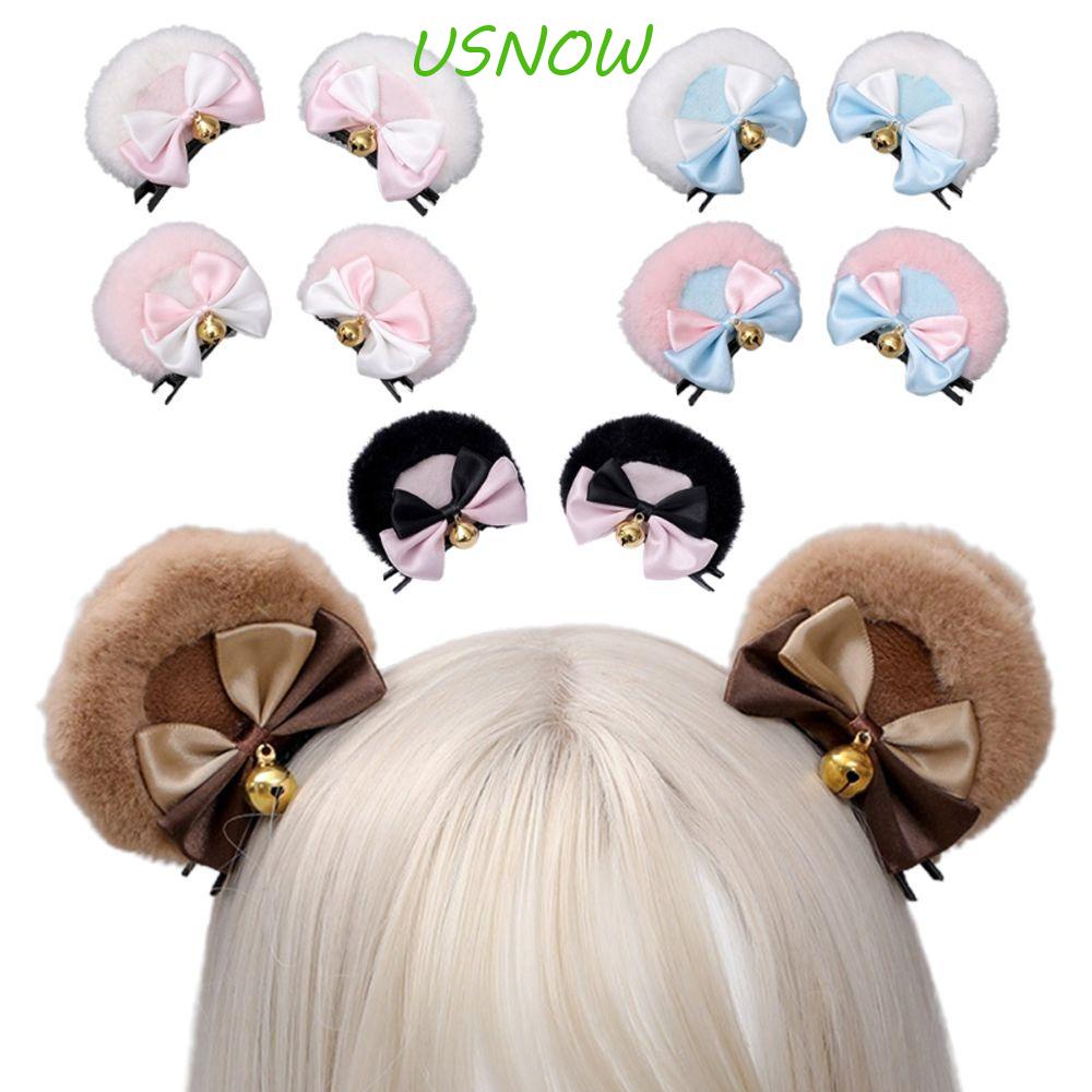 USNOW Kẹp Tóc Nơ Lông Giả Hóa Trang Lolita Mới Cho Nữ