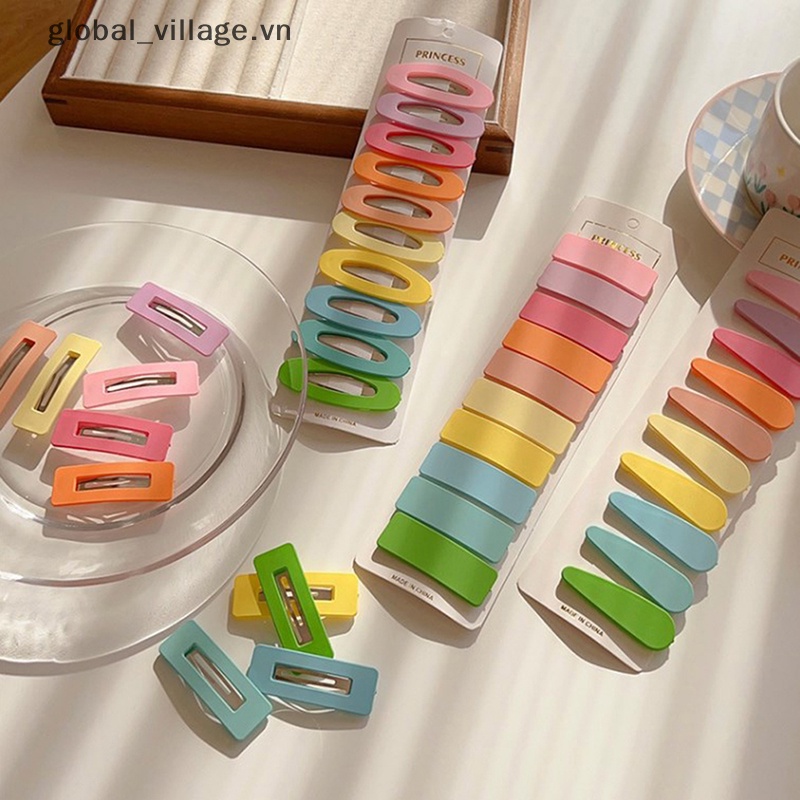 Set 10 Kẹp Tóc Hình Chữ Nhật / Vuông / Oval Màu Đen Cho Bé Gái