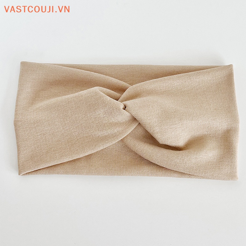 Băng Đô Cài Tóc Co Giãn Màu Trơn Đính Nơ Chéo Phong Cách Thể Thao Thời Trang Cho Nữ