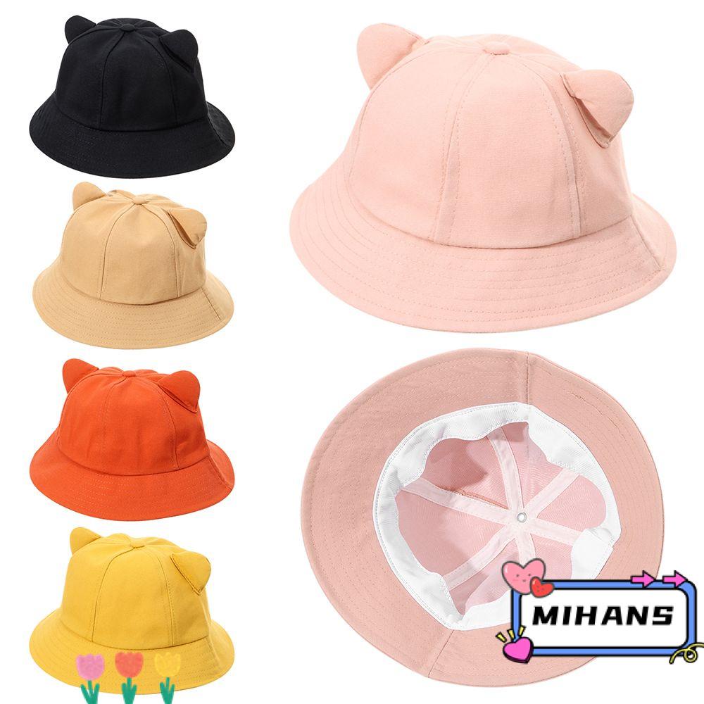 MIH Mũ Tai Mèo Chất Liệu Cotton Thoáng Khí Màu Trơn Dễ Thương