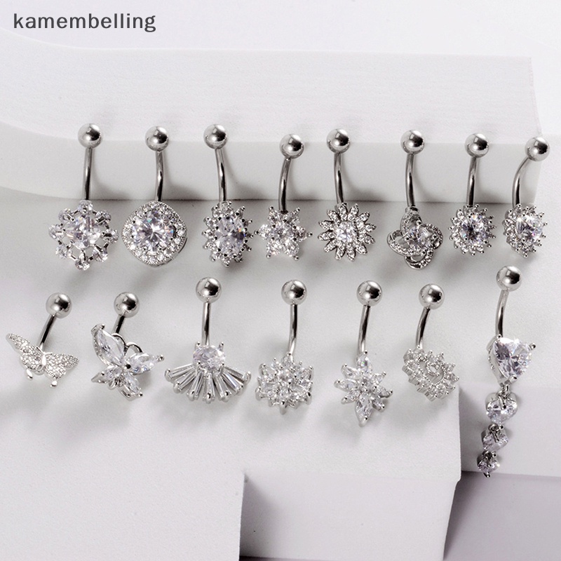 Khuyên RốN HìNh Hoa BướM ĐíNh Đá BằNg ThéP Không Gỉ