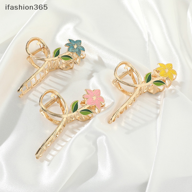Kẹp Tóc Kim Loại Hình Hoa Lily / Cá Mập / Hình Học Thời Trang Cho Nữ ifashion365