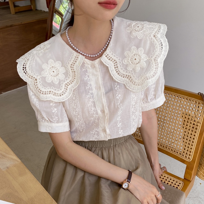 SUXI Áo Thun Tay Ngắn Màu Sắc Đơn Giản Thêu Họa Tiết Phong Cách Hàn Quốc Cho Nữ