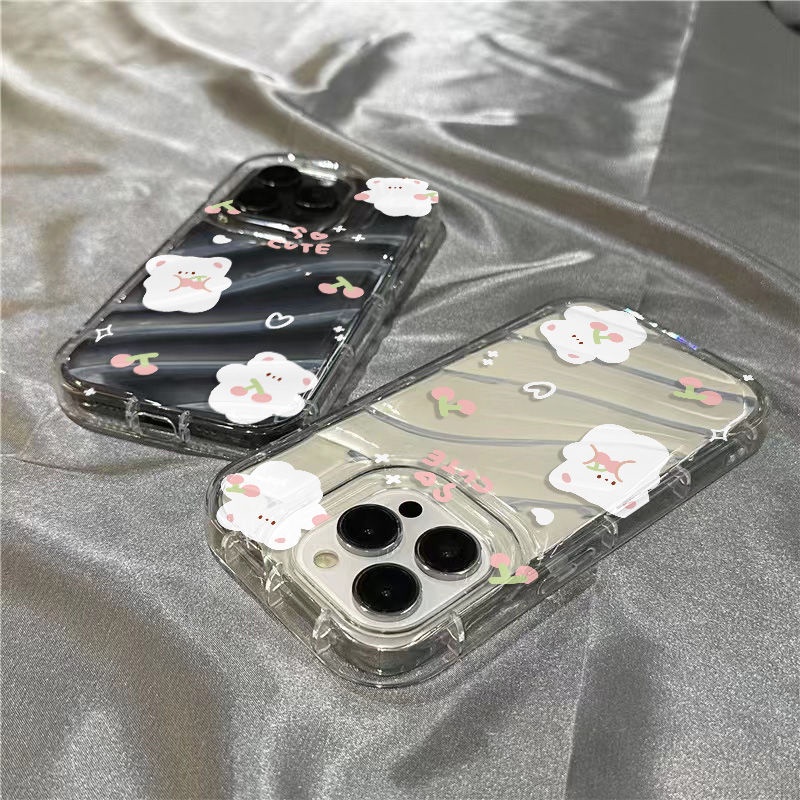 Ốp Điện Thoại Mềm Trong Suốt In Hình Gấu Và Cherry Cho Iphone 711 / plus / xrsins 8 Iphone14Promax / 1312