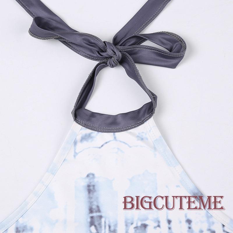 Áo Tank Top Hai Dây Hở Lưng In Họa Tiết Retro Thời Trang Mùa Hè Dành Cho Nữ