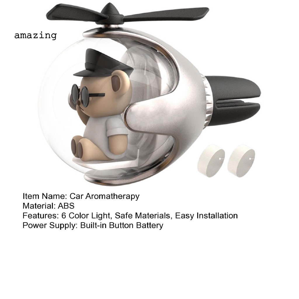 1 Bộ Máy Khuếch Tán Tinh Dầu Hình Gấu Dễ Lắp Đặt Có Đèn 6 Màu Cho Xe Hơi