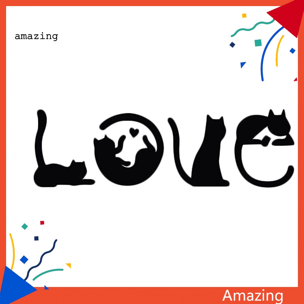 Đề Can Dán Trang Trí Xe Hơi Hình Mèo Và Chữ Love Sáng Tạo