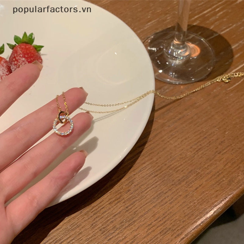 Vòng cổ Mặt Tròn Đính Đá Zircon Thời Trang Dành Cho Nữ