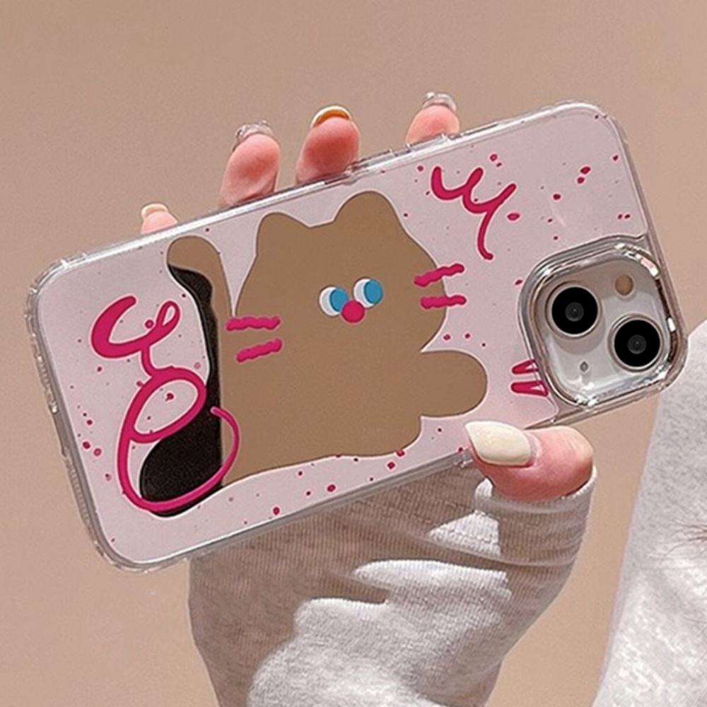 Ốp Điện Thoại Mềm Họa Tiết Mèo Hoạt Hình Gắn Gương Chống Sốc Cho iPhone 14 Pro Max 13 12 11 Pro Max XS XR