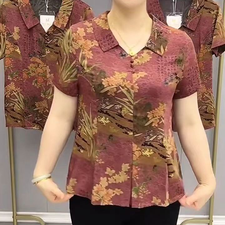 Áo Thun Ngắn Tay Dáng Rộng Thời Trang Mùa Hè Giản Dị Dành Cho Phụ Nữ Trung Niên