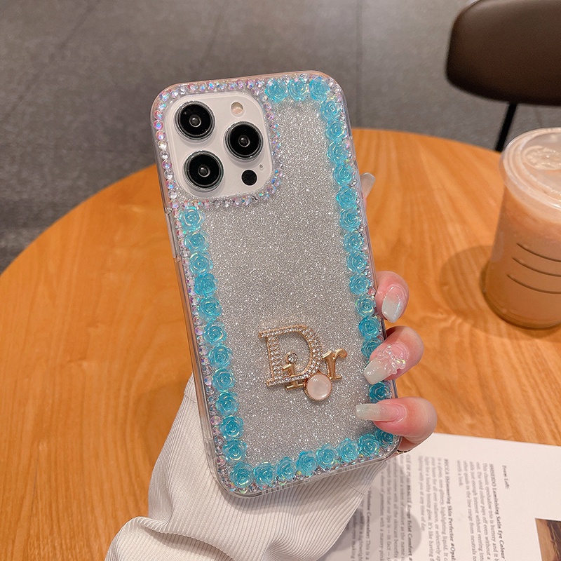 Ốp Điện Thoại iPhone 14 Pro Max 13 12 11 Pro Max XS Max 13 12 XS Max XR X XS 7 8 Plus Hình Hoa Hồng 3D Đính Đá Lấp Lánh Cho