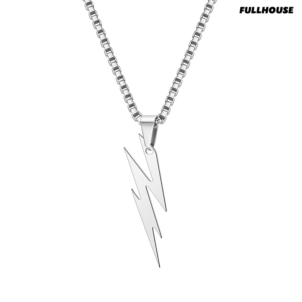 Vòng cổ Mặt Hình Học Sấm Sét Màu Trơn Phong Cách Hip Hop Cho Nam Và Nữ