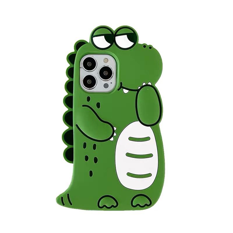 Ốp Điện Thoại Silicon Hình Cá Sấu Màu Xanh Lá Cho iPhone12promax 13 11 xs xr 8p