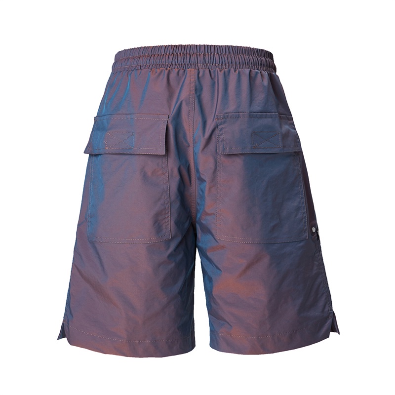 Ri-ck OwensStyle Quần Short Dây Kéo Chéo Phủ Đinh Tán Màu Tối Sturdy