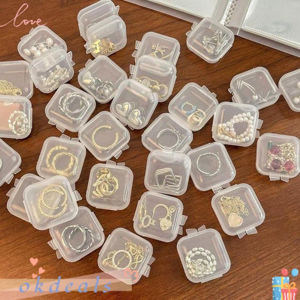 OKDEALS Set 24 Hộp Đựng Trang Sức Mini Trong Suốt Chống Bụi