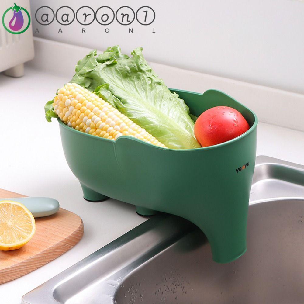 AARON1 Rổ Nhựa Đựng Đồ Dùng Nhà Bếp Ráo Nước Chống Trượt Hình Chú Voi Sáng Tạo Sức Chứa Lớn