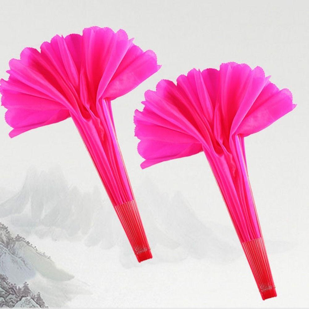 Quạt Múa Bụng Chất Liệu Lụa Tre Màu Xanh Lá / Hồng / Đỏ