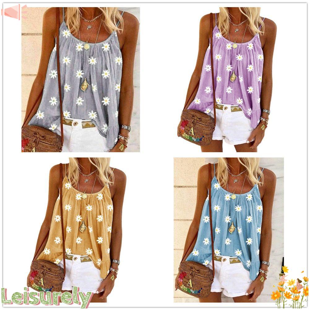 LEILY Áo Sơ Mi Không Tay Có Dây Thời Trang Mùa Hè