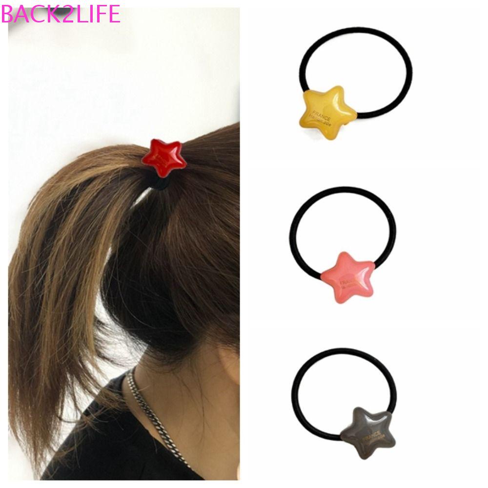 Bộ 2 Dây Cột Tóc Bằng Acrylic Màu Kẹo Ngọt Hình Ngôi Sao Năm Cánh Cho Bé Gái