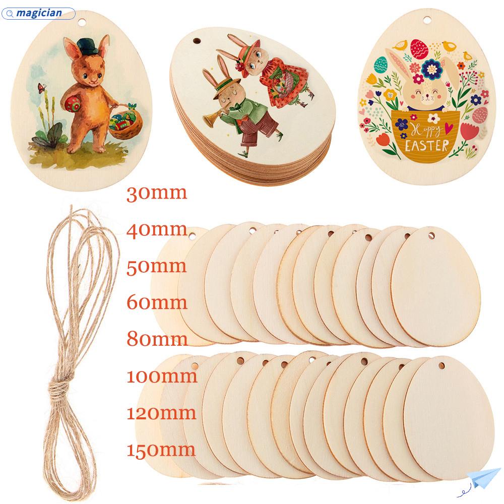 MAG Set 10 / 25 / 50 Trứng Gỗ Tự Nhiên Vẽ Họa Tiết Phục Sinh Trang Trí