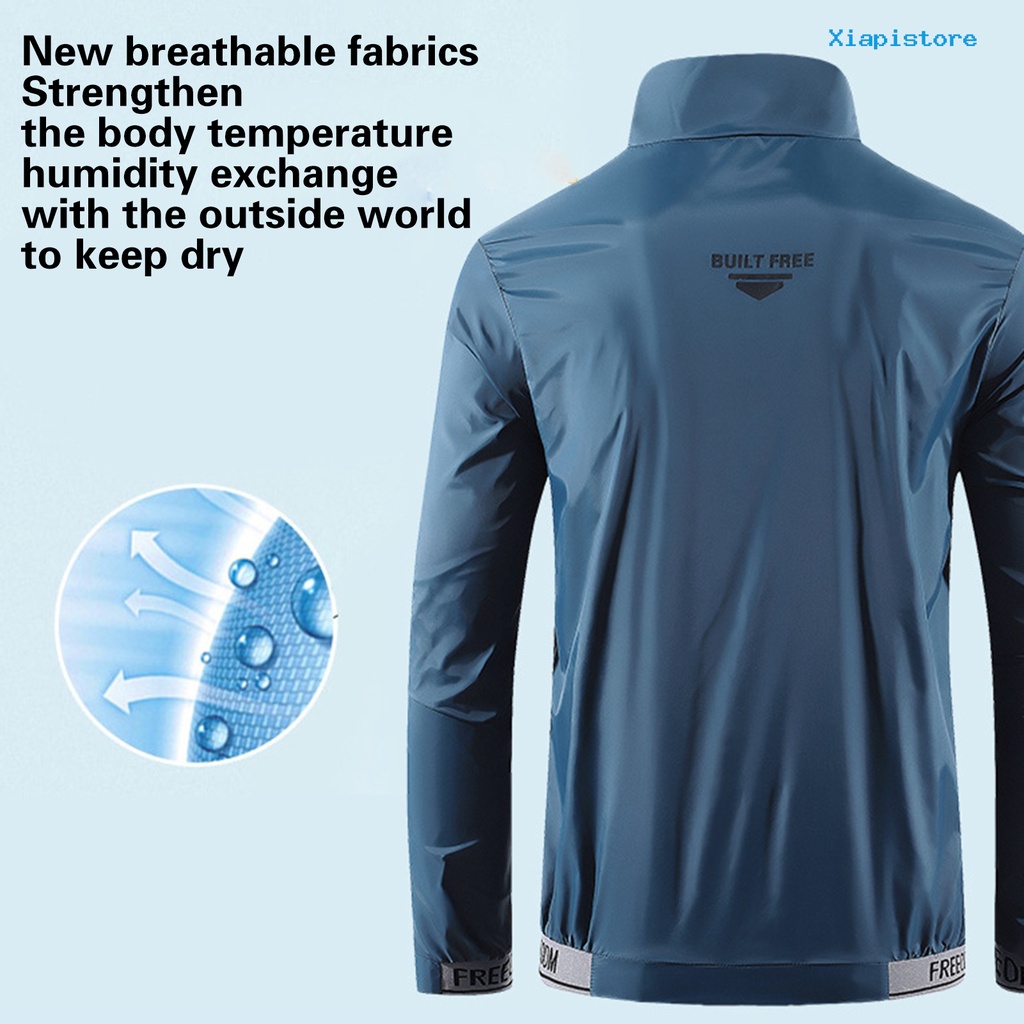 Áo Khoác Thể Thao Cổ Đứng Siêu Mỏng Chống Tia UV Có Túi Khóa Kéo Thoáng Khí Cho Nam
