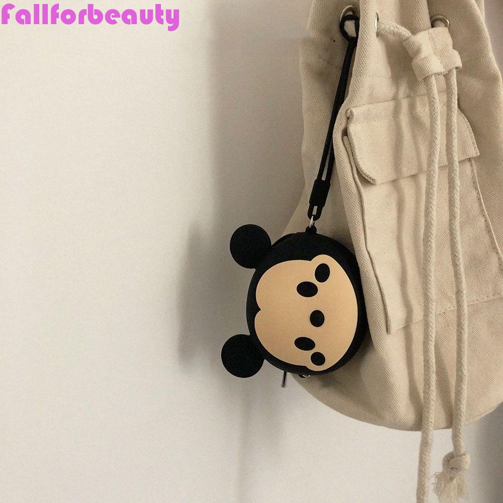 FALLFORBEAUTY Ví Đựng Tiền Xu Mini Bằng Silicone Có Khóa Kéo Hình Chuột Mickey / Gấu Đáng Yêu