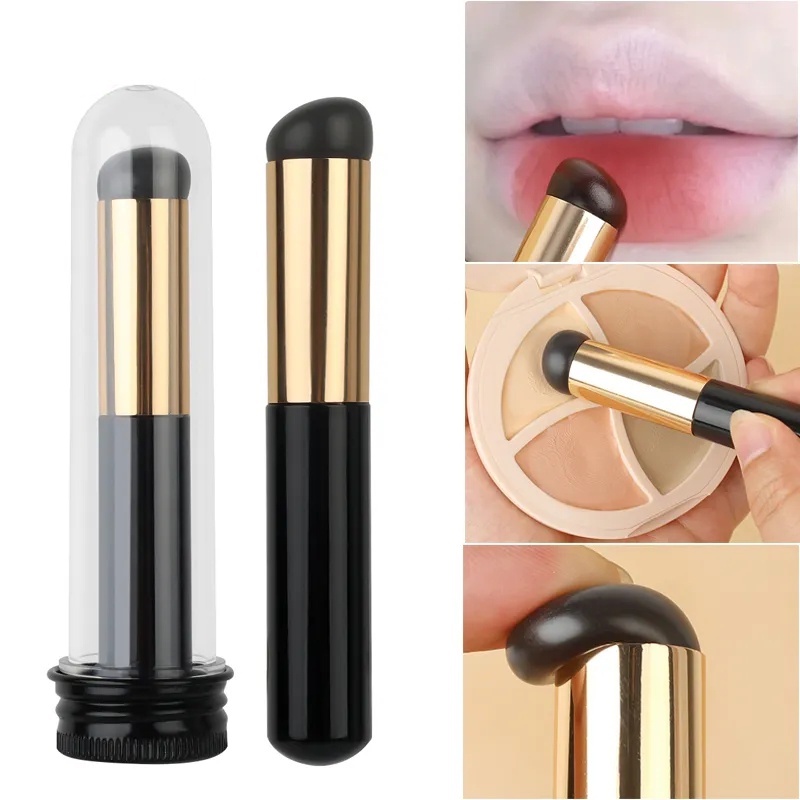 Cọ Trang Điểm Môi Bằng Silicon Mềm Màu Đen Có Nắp Đậy / Không Nhòe