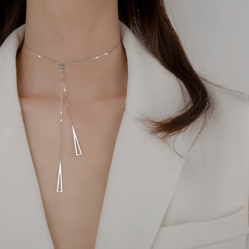 Ygt Vòng Cổ Choker Bằng Thép Titan Phối Tua Rua Có Thể Điều Chỉnh Thời Trang Cho Nữ