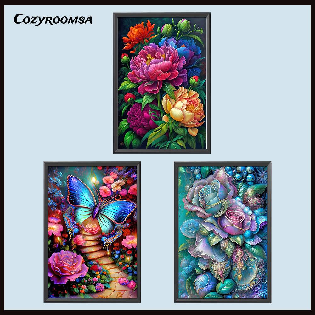 Tranh Đính Đá Kim Cương Toàn Bộ 5D DIY Hình Vẽ Hoa Lá