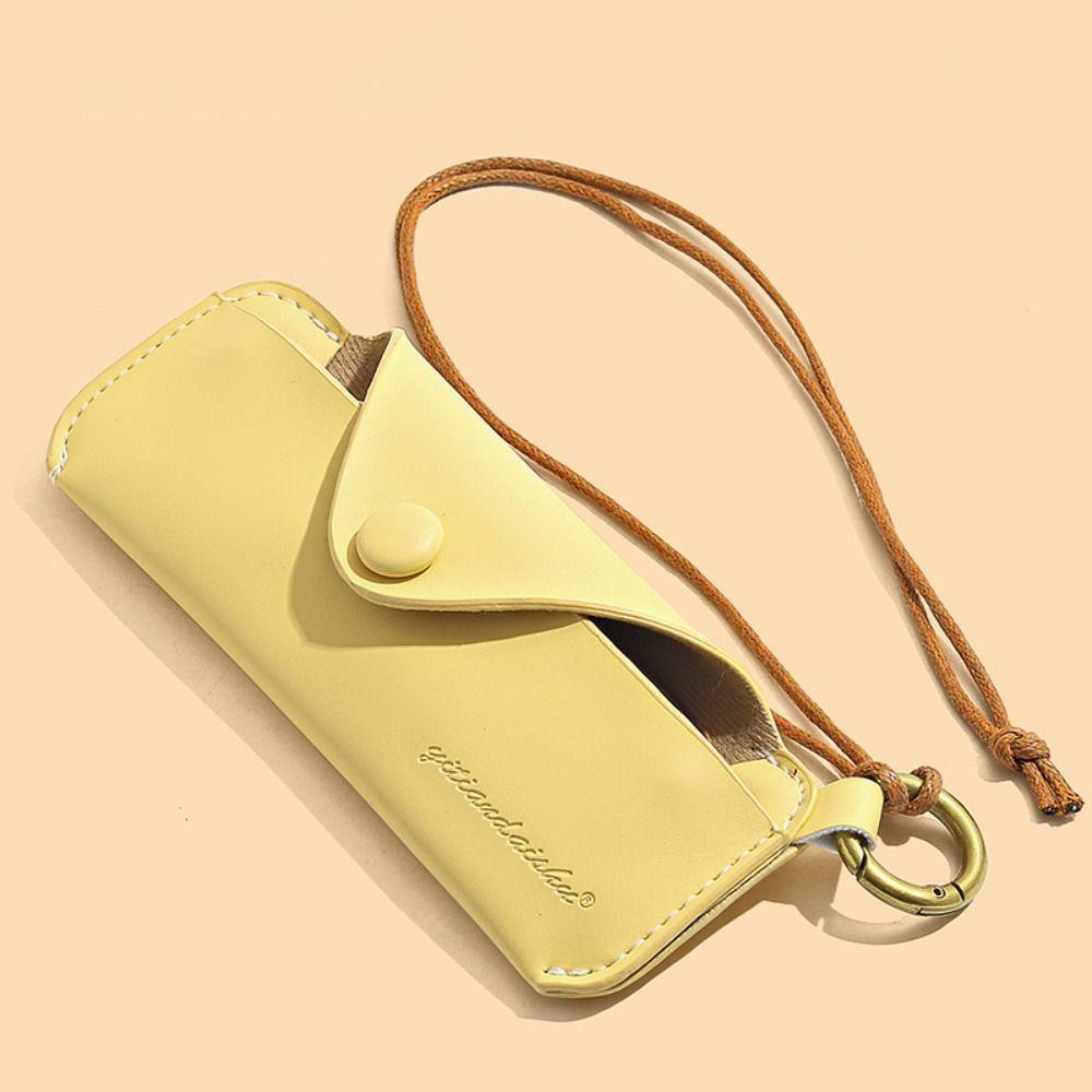 ANEMONE Túi Đựng Mắt Kính Đeo Cổ Bằng Da PU Màu Trơn Chống Thất Lạc Thời Trang Cho Nữ