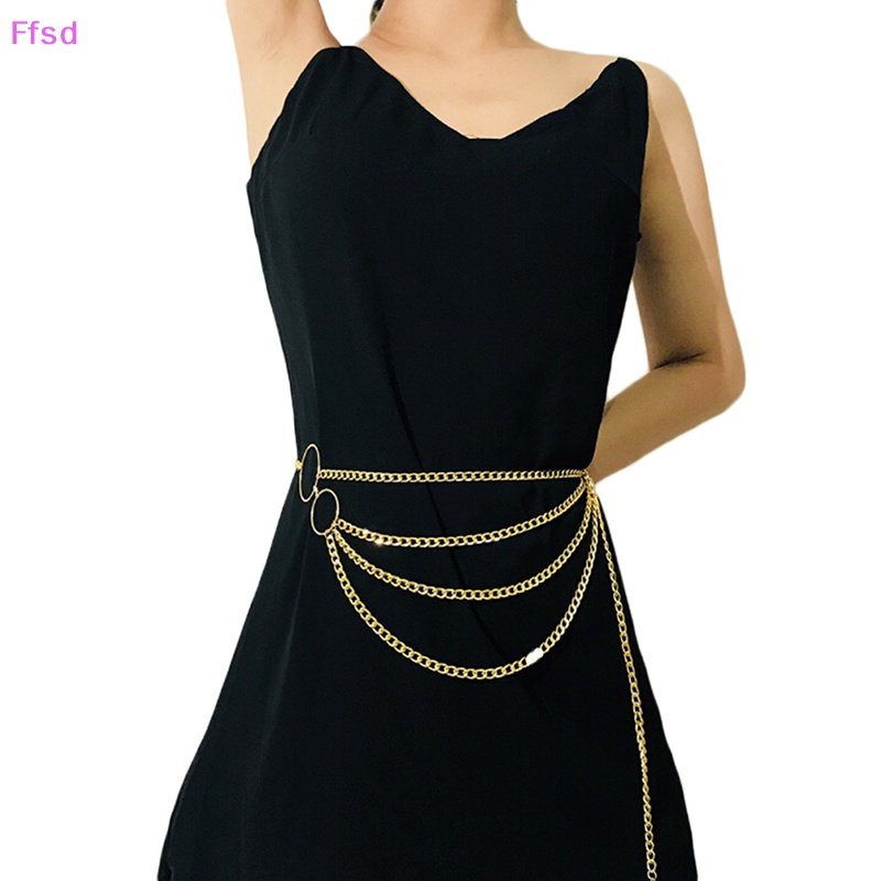 {Ffsd} Thắt Lưng Dây Xích Kim Loại Retro Mặt Đồng Xu Ch Eo Cao * Bán Chạy Cho Nữ