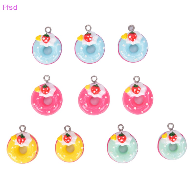 {Ffsd} Bộ 10 Mặt Dây Chuyền Hình Bánh Donut Mini DIY Trang Sức Ch Findings * Bán Chạy