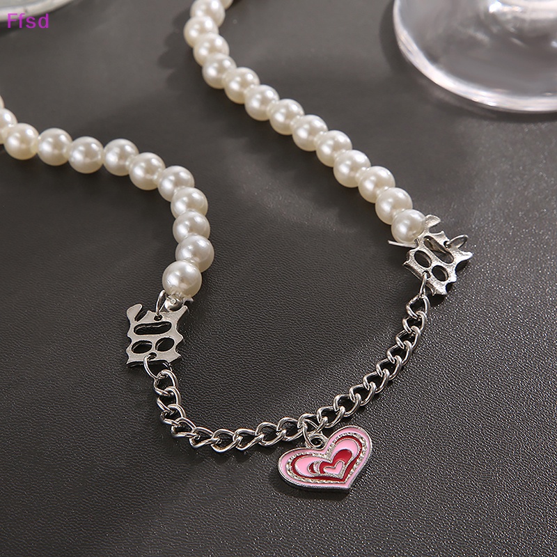 {Ffsd} Vòng cổ Mặt Hình Đầu Lâu Đính Ngọc Trai Phong Cách Steampunk Punk Hip Hop Y2K Cho Nữ