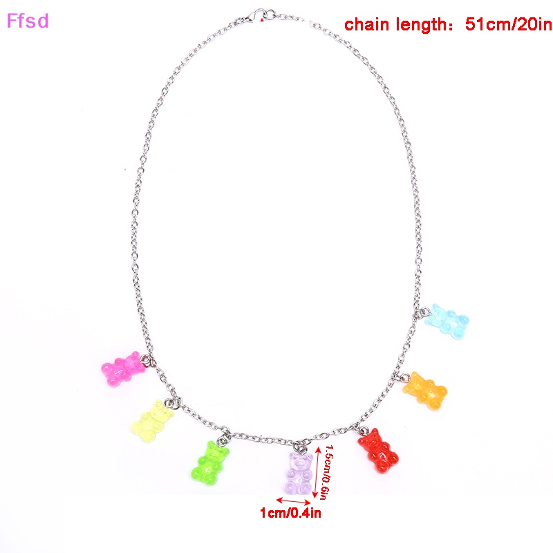 {Ffsd} Vòng cổ Bằng Thép Titan Màu Kẹo Hình Gấu Hoạt Hình Thủ Công Cho Nữ * Giảm Giá Hot