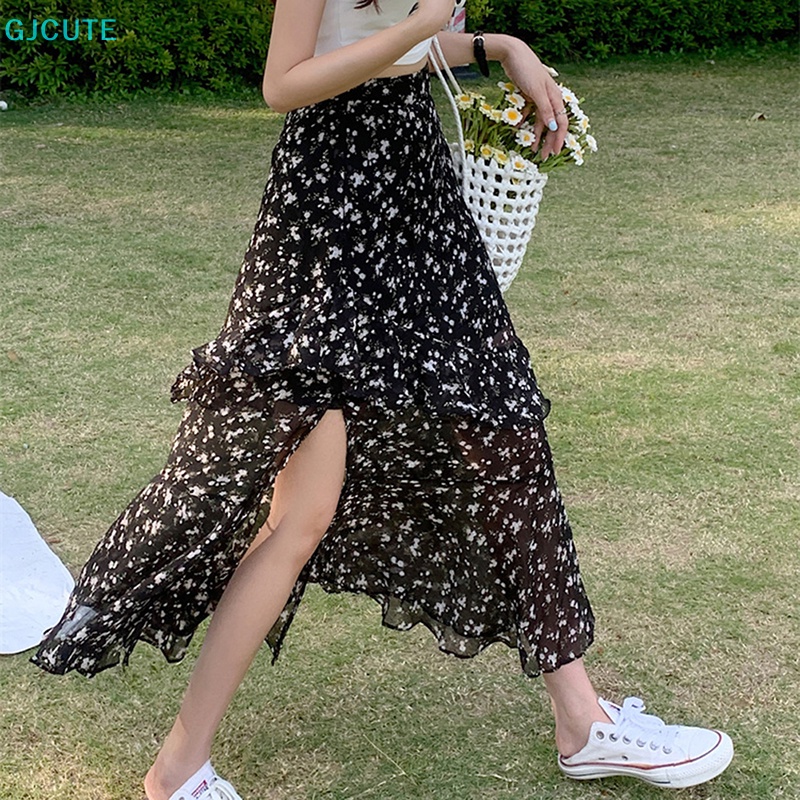 Chân Váy Chữ A Lưng Cao Xẻ Tà In Họa Tiết Hoa Thời Trang Mùa Hè | BigBuy360 - bigbuy360.vn
