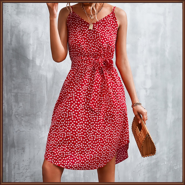 Đầm Cổ Chữ V Lưng Cao Xẻ Tà In Họa Tiết Hoa Thanh Lịch Thời Trang Mùa Hè Cho Nữ