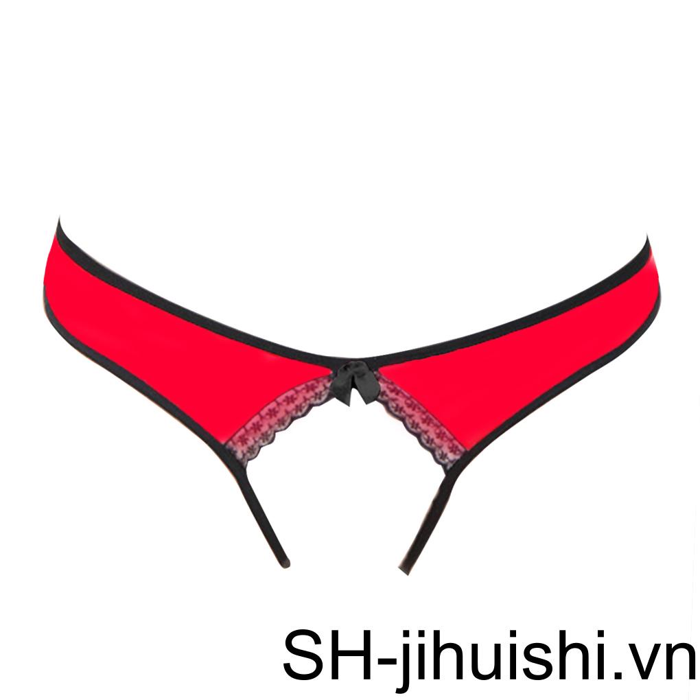 Quần Lót Dáng Chữ T Phối Ren Lưng Thun Co Giãn Tốt Màu Trơn Xinh Xắn Cho Nữ