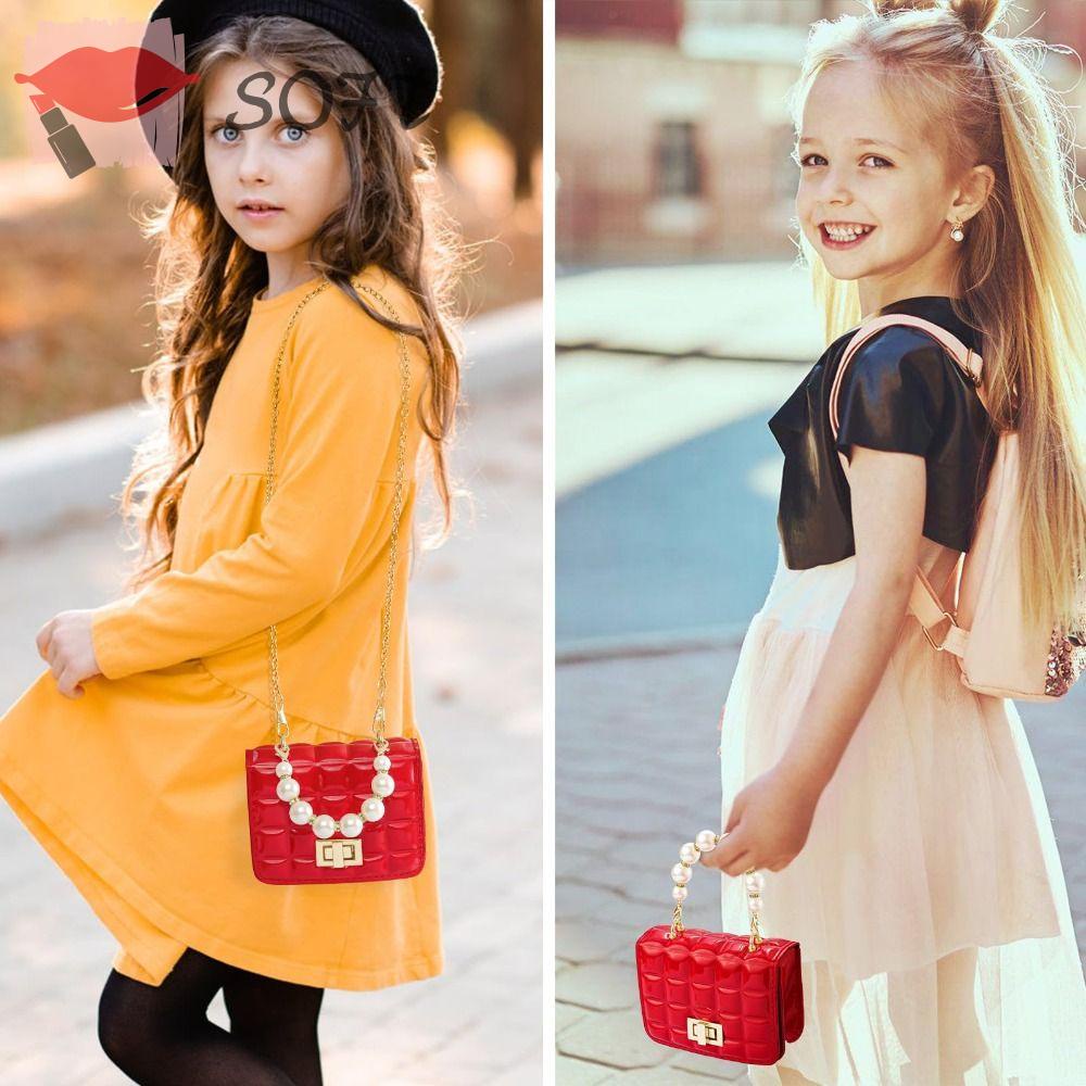 SOFTNESS Túi Xách Da Pu Mini Phối Dây Xích Vàng Thời Trang Cho Nữ