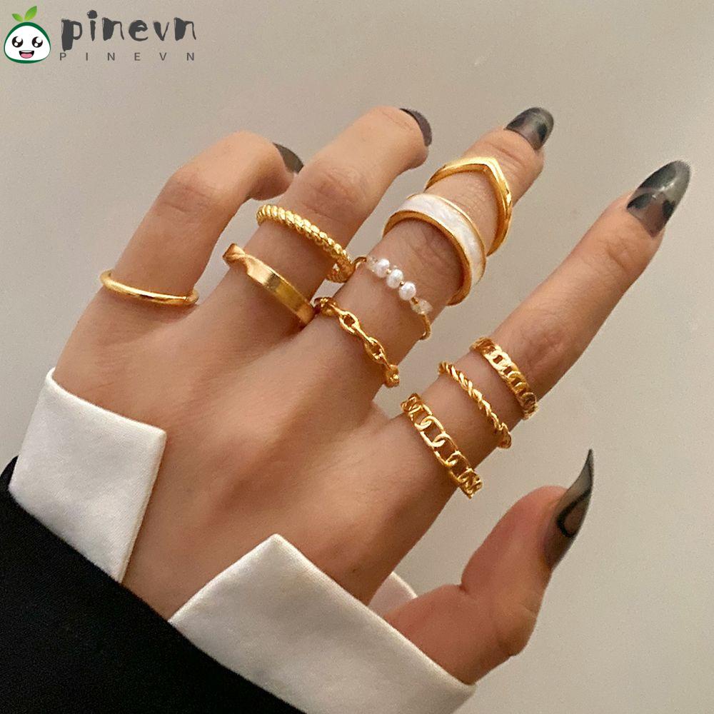 PINEVN Set 10 Nhẫn Đốt Ngón Tay Nhiều Kiểu Dáng Thời Trang