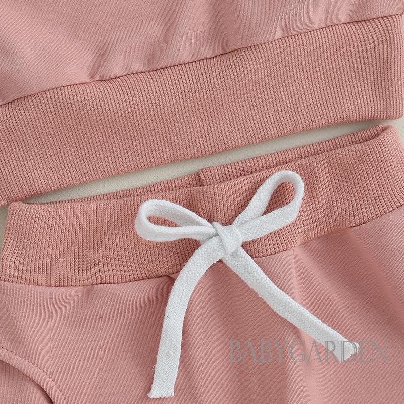 Set Đồ 2 Món Gồm Áo Thun Tay Dài Màu Trơn + Quần Dài Co Giãn Dành Cho Trẻ Em 0-3 Tuổi