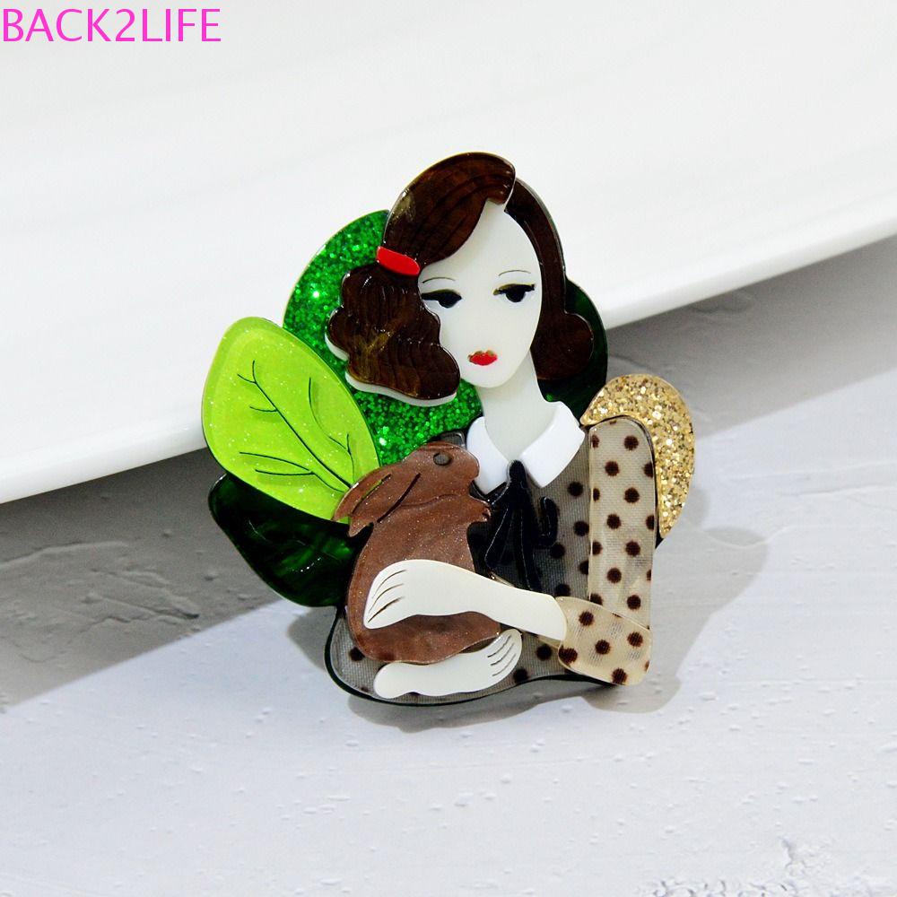 BACK2LIFE Ghim Cài Áo Acrylic Hình Cô Gái Đeo Kính Phong Cách Hàn Quốc Dễ Thương