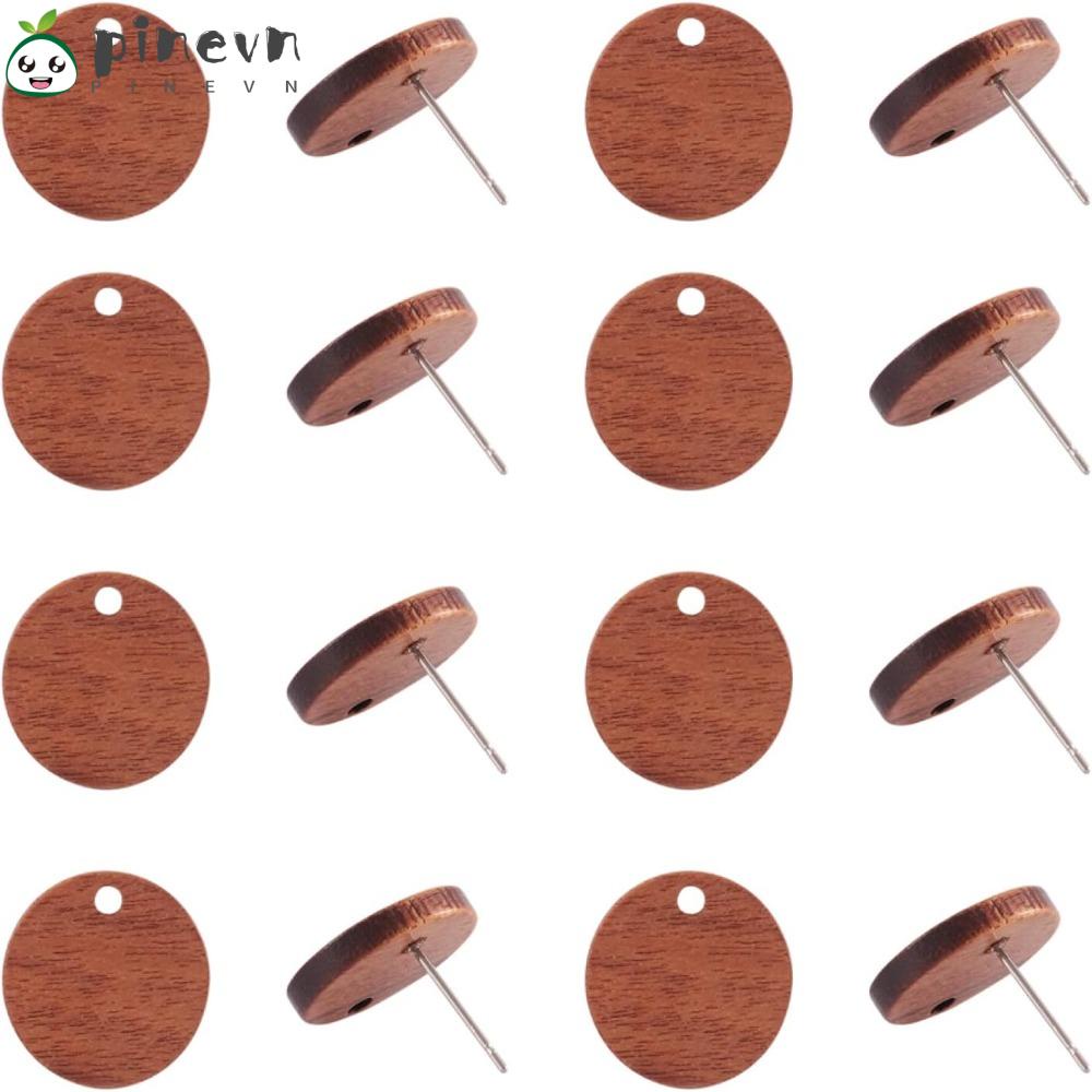 PINEVN Bông Tai Dạng Xỏ Bằng Gỗ Dừa Và Thép Không Gỉ 15mm Dành Cho Nữ