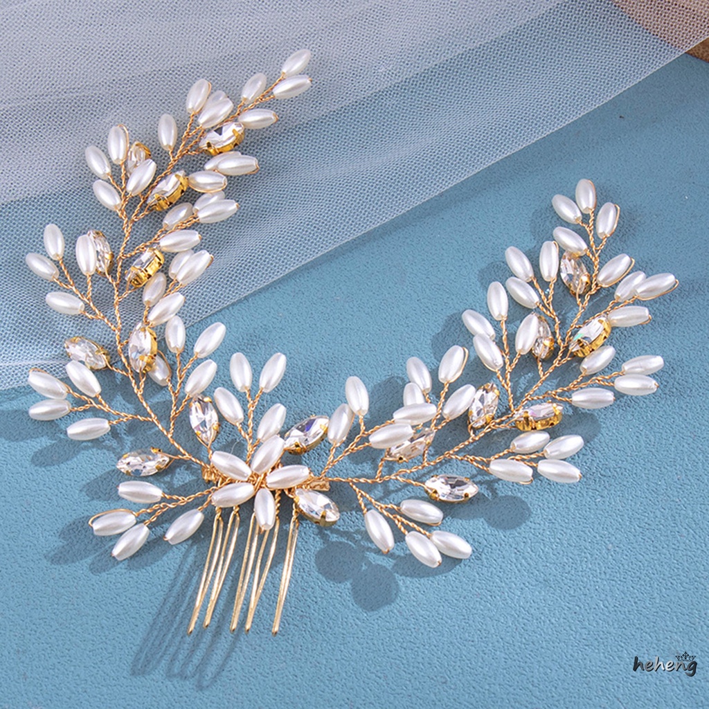 Kẹp Tóc Hình Hoa Đính Ngọc Trai Giả Bằng Hợp Kim Cho Cô Dâu