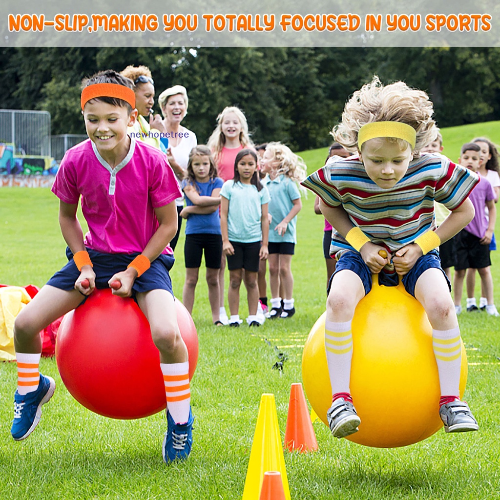 Ntvn Set 6 Băng Đô Và 6 Đôi Tất Cotton Kẻ Sọc Nhiều Màu Sắc Đeo Cổ Tay Và Vớ Thể Thao Ngoài Trời Cho Trẻ Em