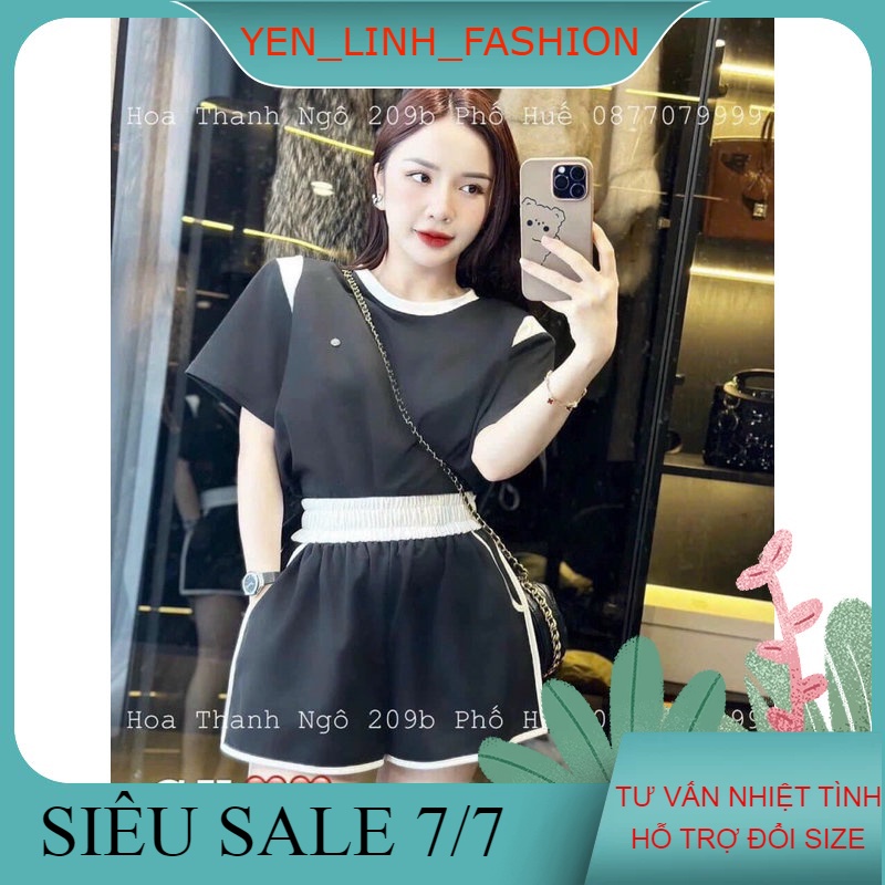 Bộ cộc phối vai tag hoa cúc chất umi thái siêu mát