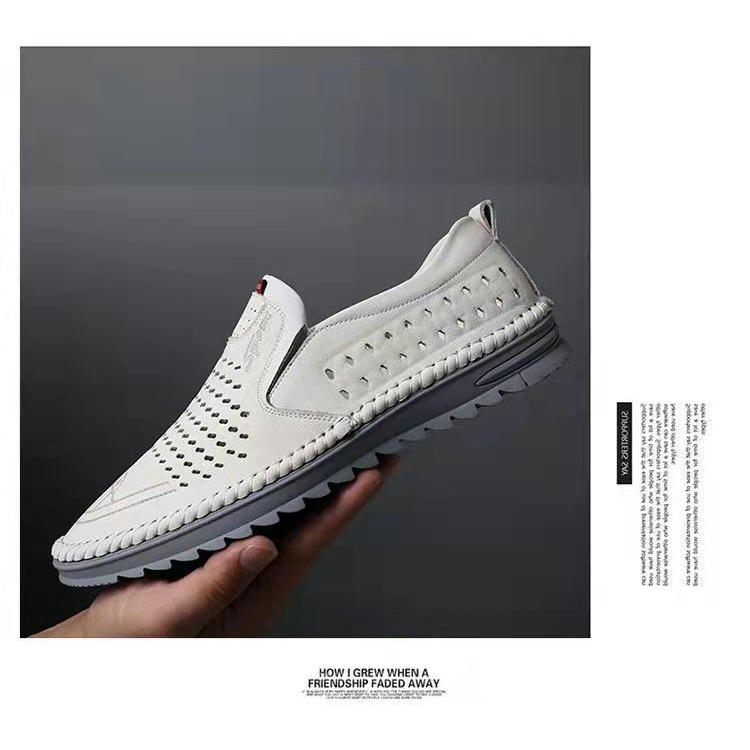 Xăng đan Da Mềm Đục Lỗ Thoáng Khí Thời Trang Mùa Hè Cho Nam