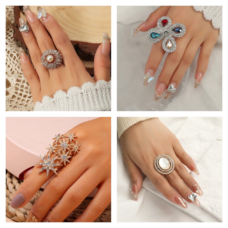 1 Nhẫn Hở Đính Đá Kiểu Dáng Sáng Tạo Thời Trang
